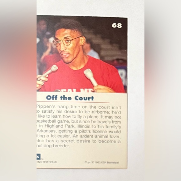 Trading card # 68 Scottie Pippen Basketball 1992 Skybox International - Picture 8 of 8